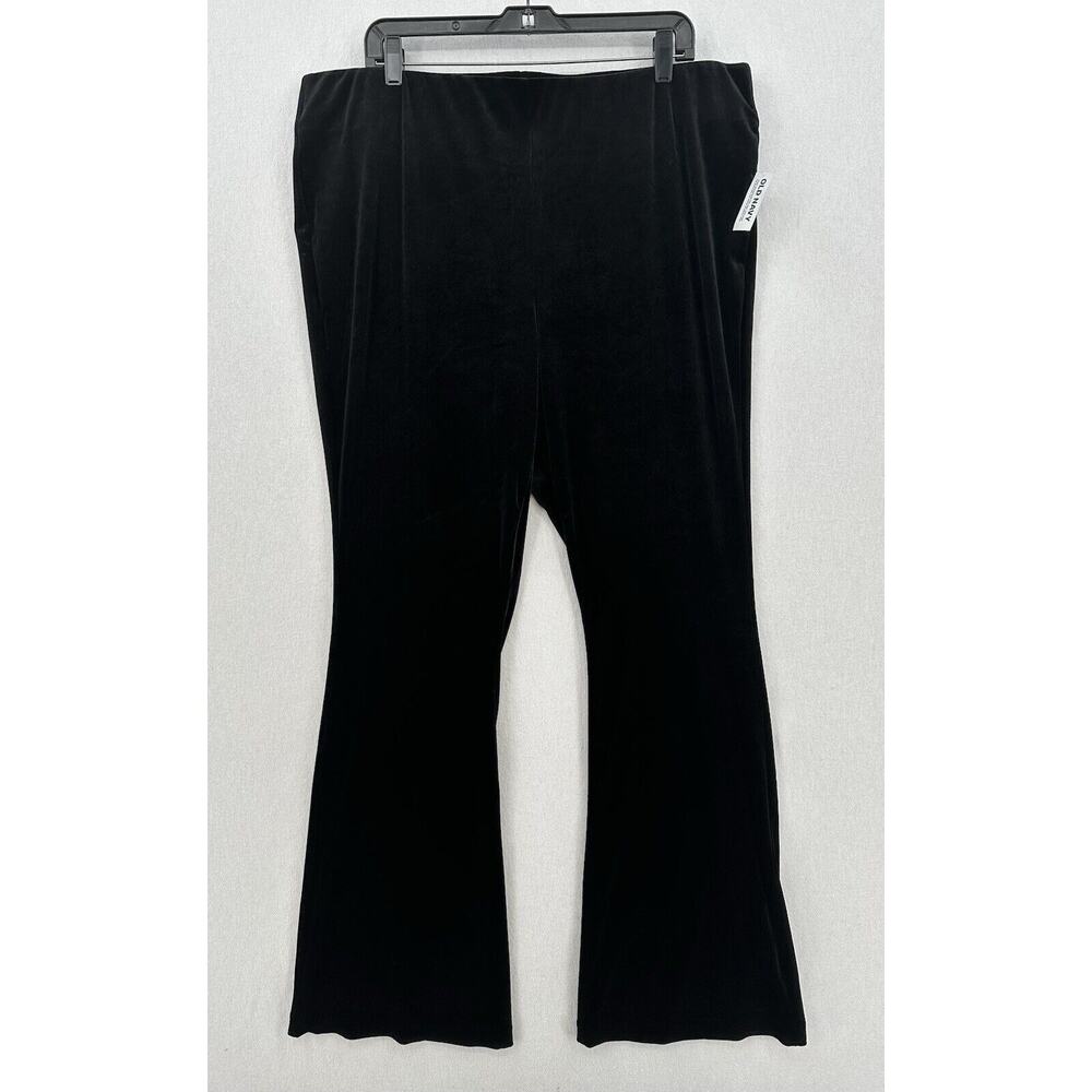 Velvet Pants Old Navy Women 2X High Rise Flare Black Pull On Witch Boho Goth NEW